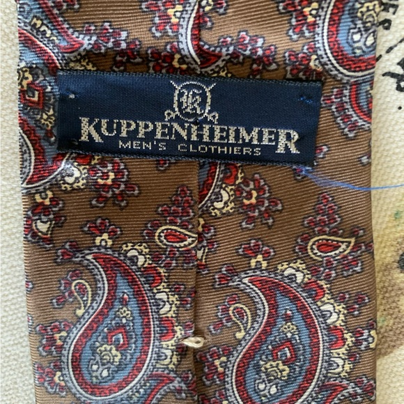 Kuppenheimer Men’s Tie: Brown/Red/Blue/Cream Silk Paisley - Picture 3 of 7